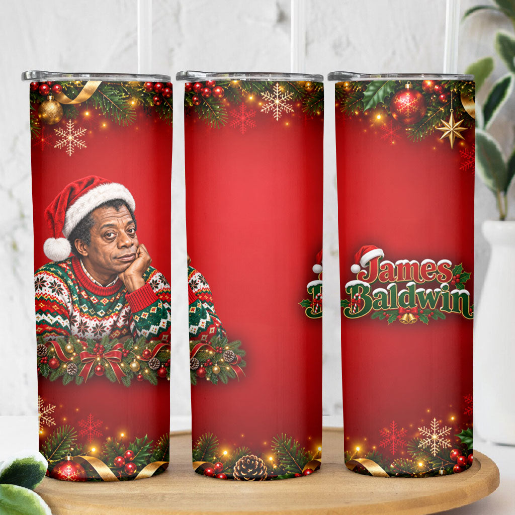 James Baldwin Christmas Skinny Tumbler Ugly Christmas Pattern Vintage Holiday
