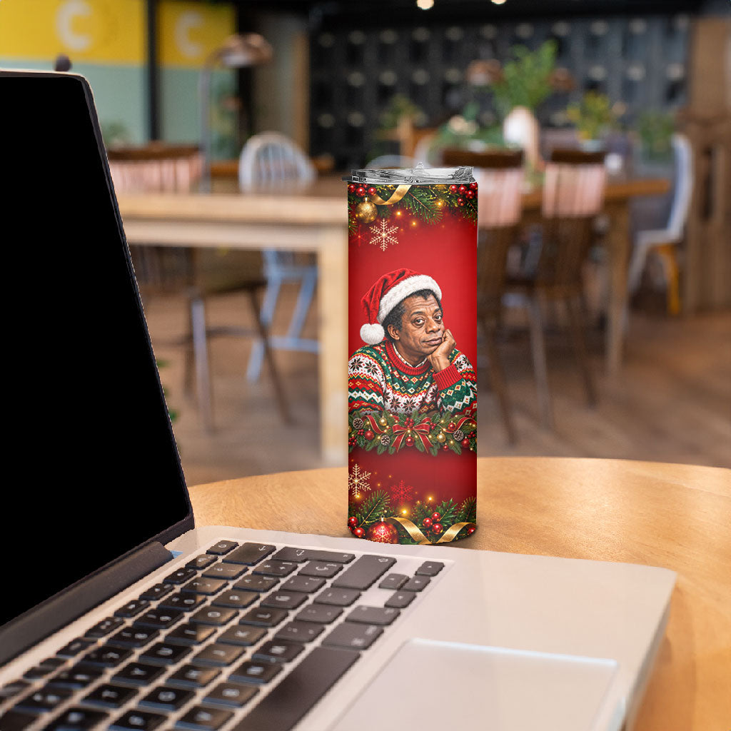 James Baldwin Christmas Skinny Tumbler Ugly Christmas Pattern Vintage Holiday