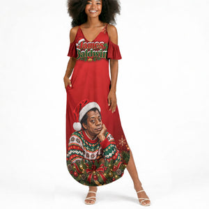 James Baldwin Christmas Summer Maxi Dress Ugly Christmas Pattern Vintage Holiday