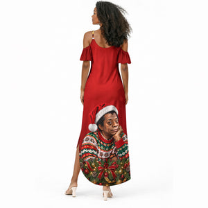 James Baldwin Christmas Summer Maxi Dress Ugly Christmas Pattern Vintage Holiday
