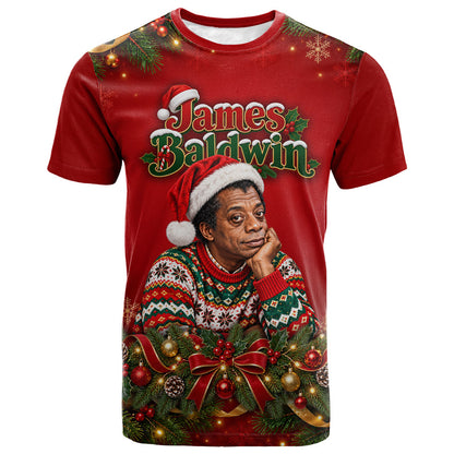 James Baldwin Christmas T shirt Ugly Christmas Pattern Vintage Holiday