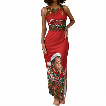 James Baldwin Christmas Tank Maxi Dress Ugly Christmas Pattern Vintage Holiday