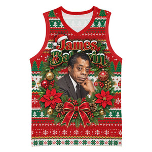 James Baldwin Christmas Basketball Jersey African American Author Ugly Christmas Pattern Retro