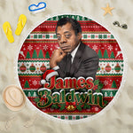 James Baldwin Christmas Beach Blanket African American Author Ugly Christmas Pattern Retro