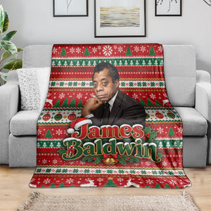 James Baldwin Christmas Blanket African American Author Ugly Christmas Pattern Retro