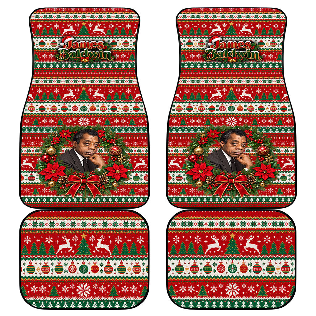 James Baldwin Christmas Car Mats African American Author Ugly Christmas Pattern Retro