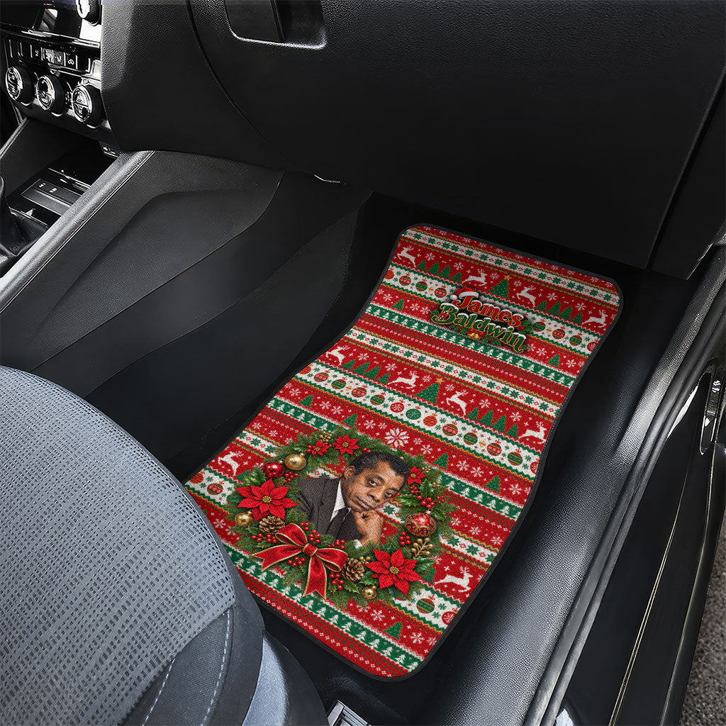 James Baldwin Christmas Car Mats African American Author Ugly Christmas Pattern Retro