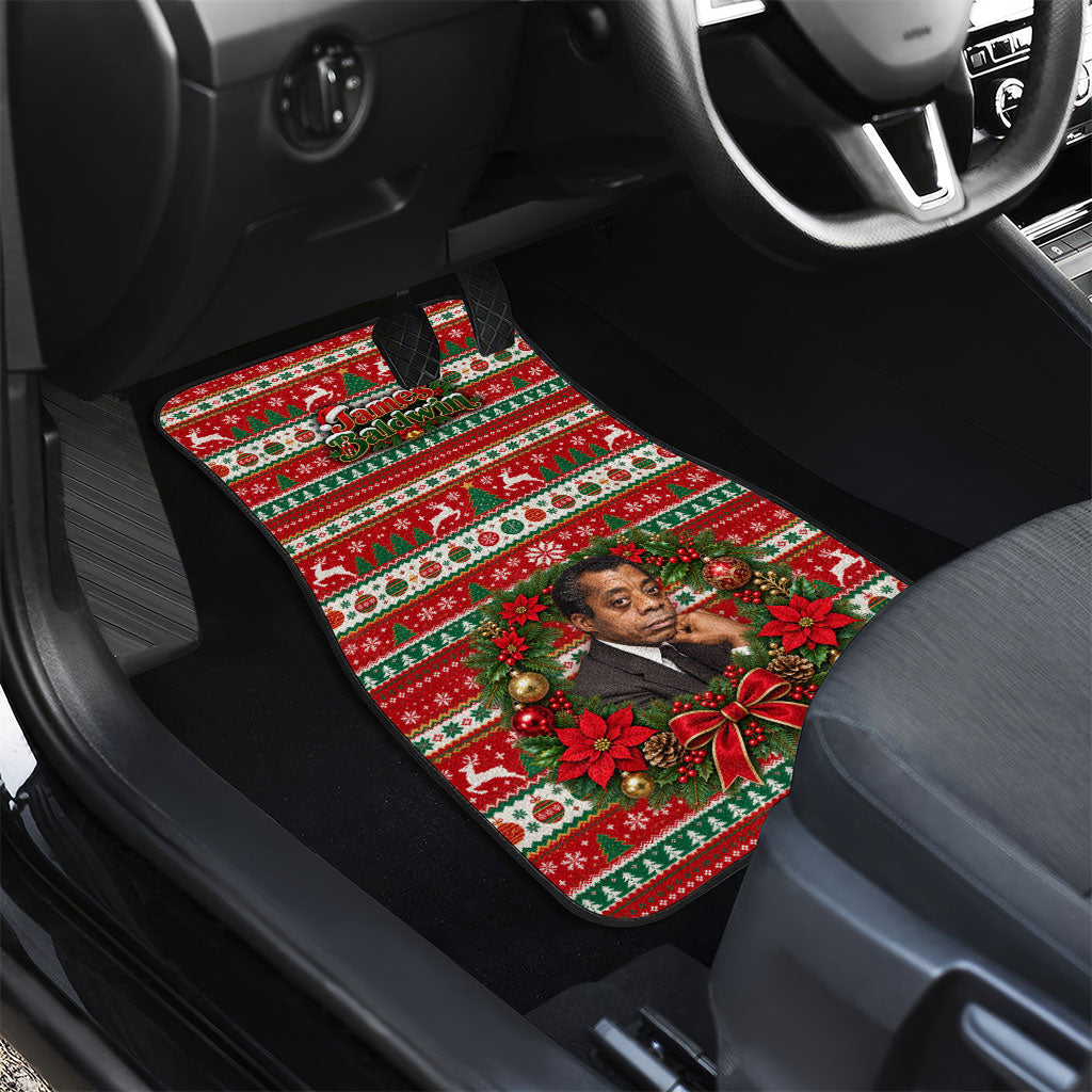 James Baldwin Christmas Car Mats African American Author Ugly Christmas Pattern Retro