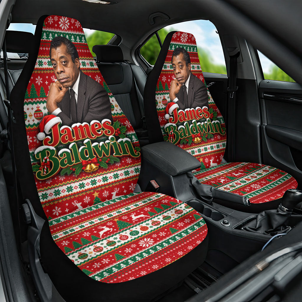James Baldwin Christmas Car Seat Cover African American Author Ugly Christmas Pattern Retro