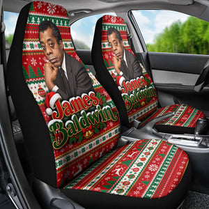 James Baldwin Christmas Car Seat Cover African American Author Ugly Christmas Pattern Retro
