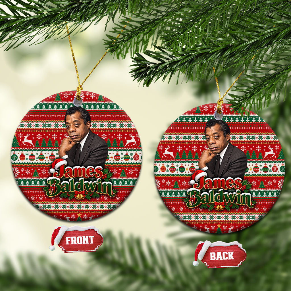 James Baldwin Christmas Ceramic Ornament African American Author Ugly Christmas Pattern Retro