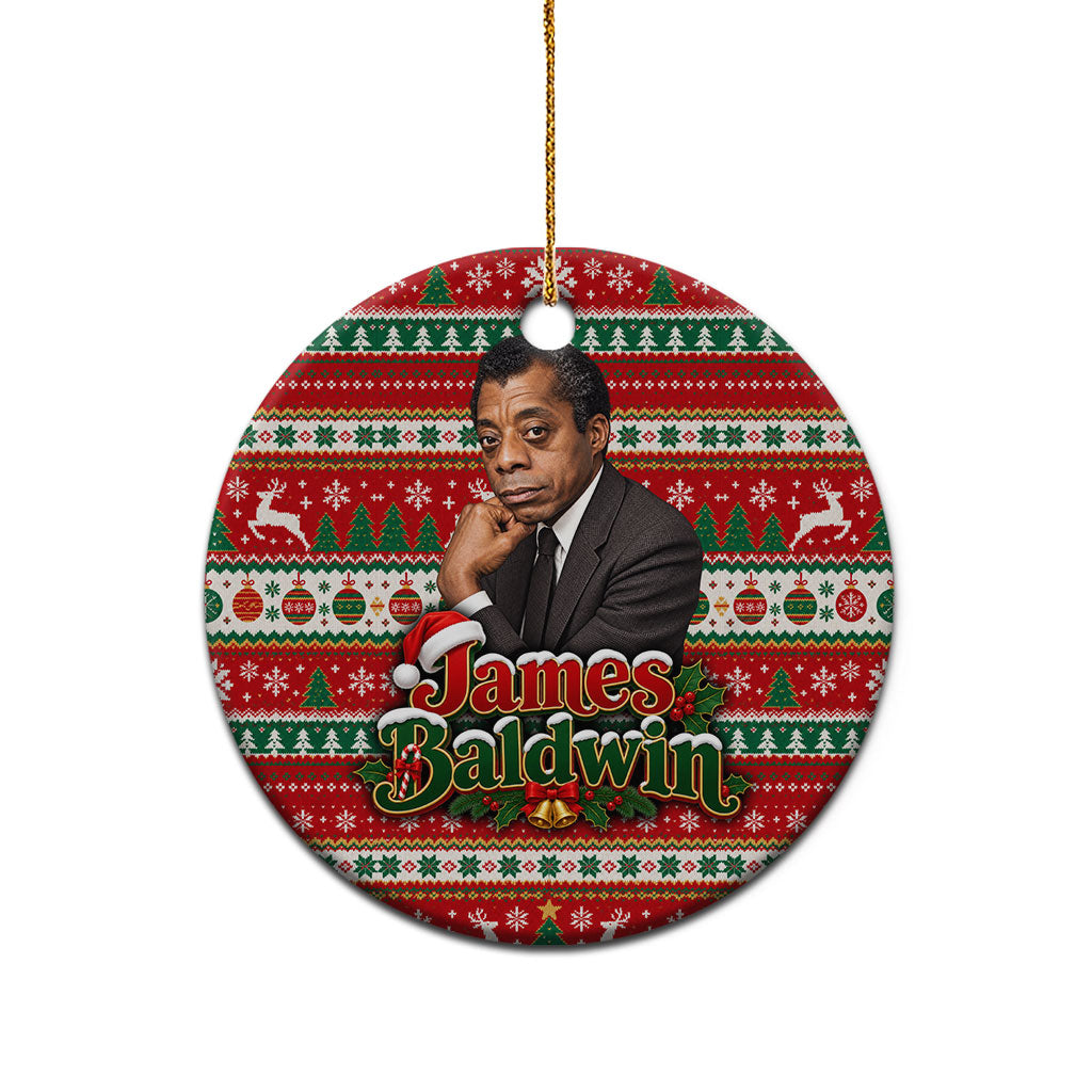 James Baldwin Christmas Ceramic Ornament African American Author Ugly Christmas Pattern Retro
