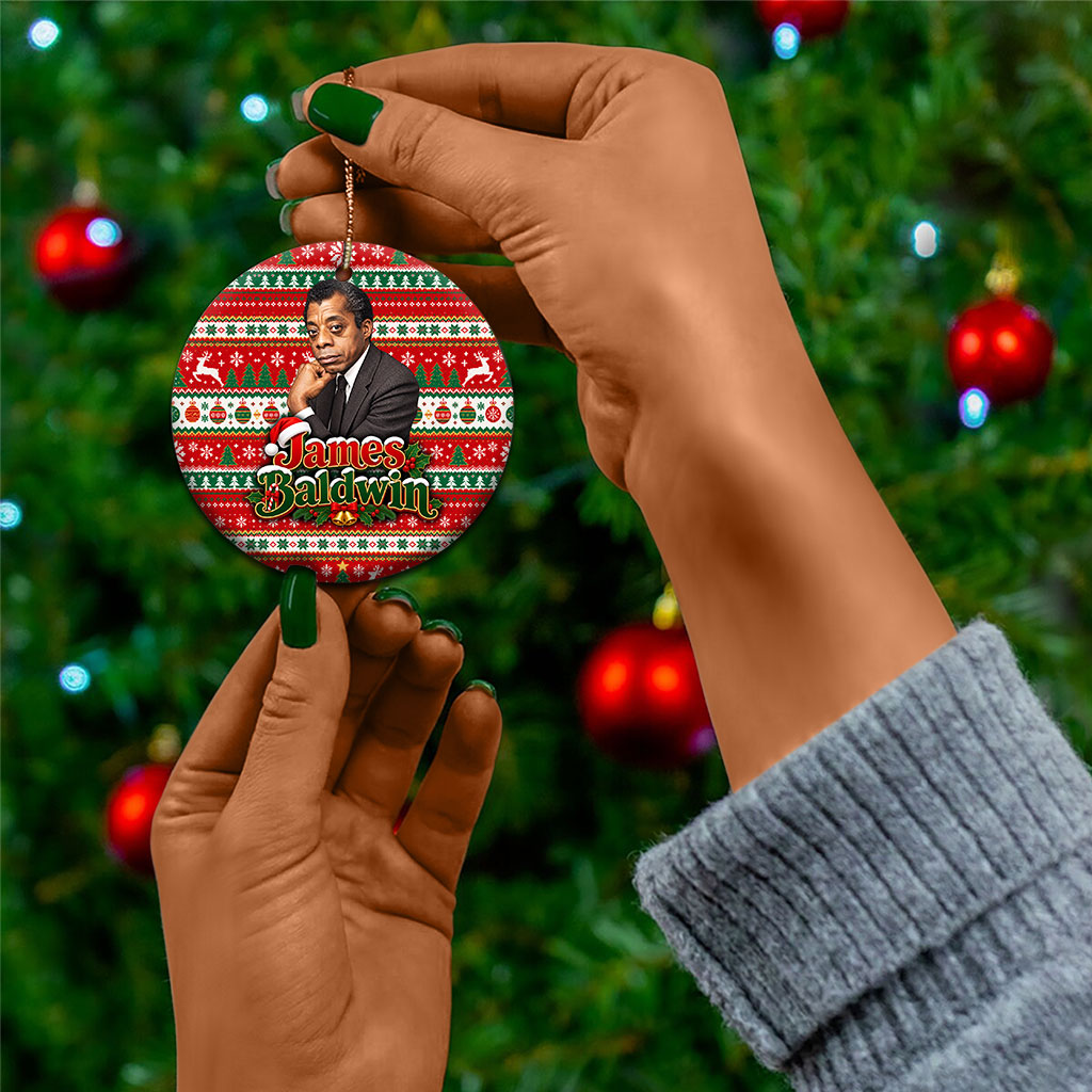 James Baldwin Christmas Ceramic Ornament African American Author Ugly Christmas Pattern Retro