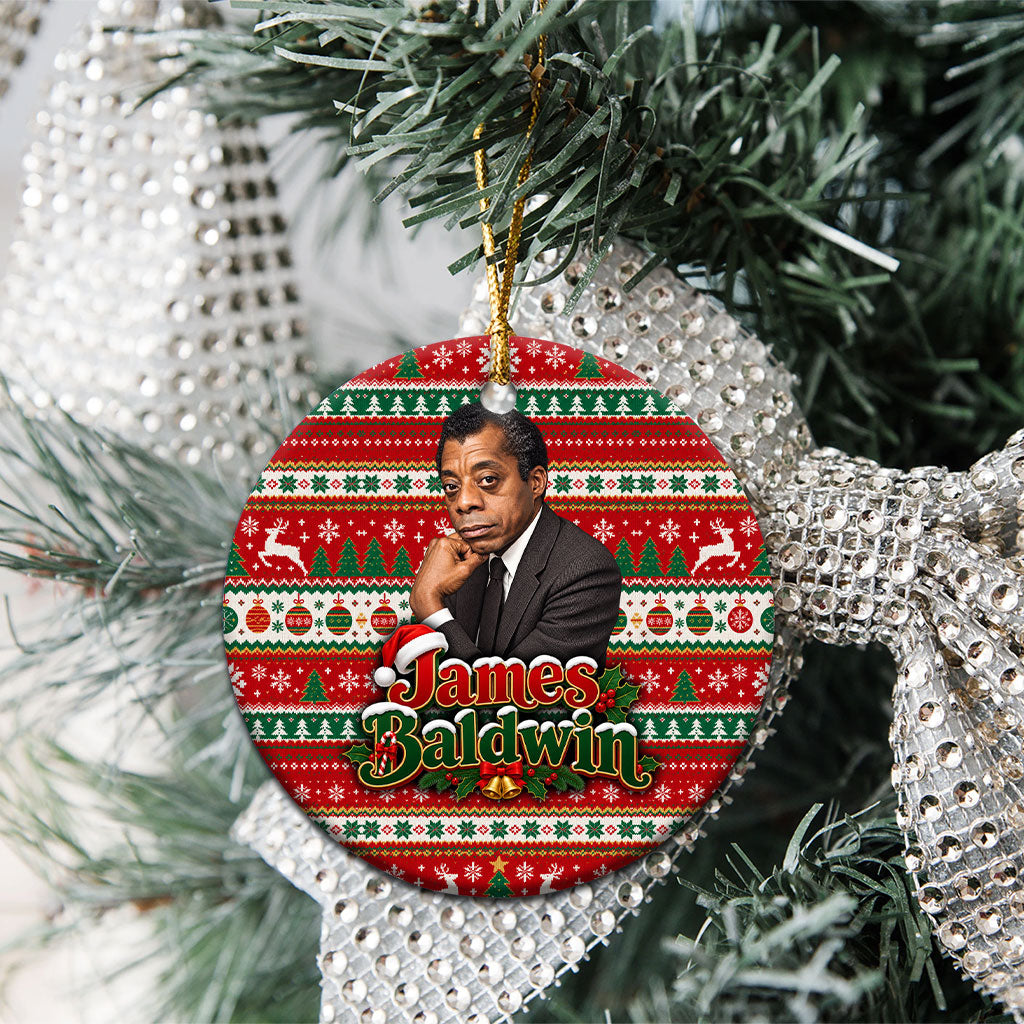 James Baldwin Christmas Ceramic Ornament African American Author Ugly Christmas Pattern Retro