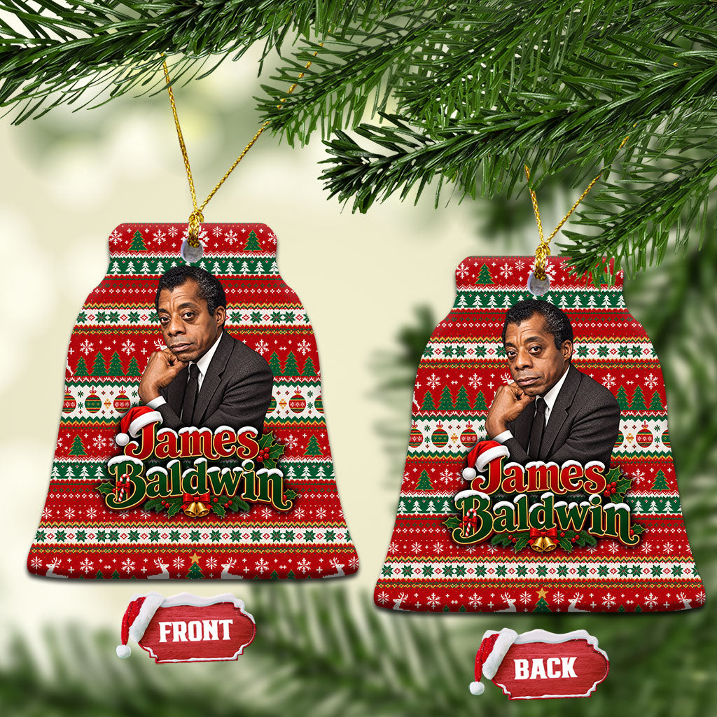 James Baldwin Christmas Ceramic Ornament African American Author Ugly Christmas Pattern Retro