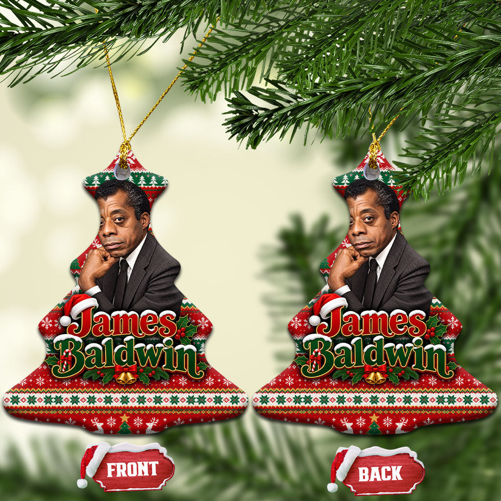 James Baldwin Christmas Ceramic Ornament African American Author Ugly Christmas Pattern Retro