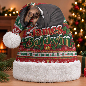 James Baldwin Christmas Santa Hat African American Author Ugly Christmas Pattern Retro