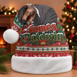 James Baldwin Christmas Santa Hat African American Author Ugly Christmas Pattern Retro