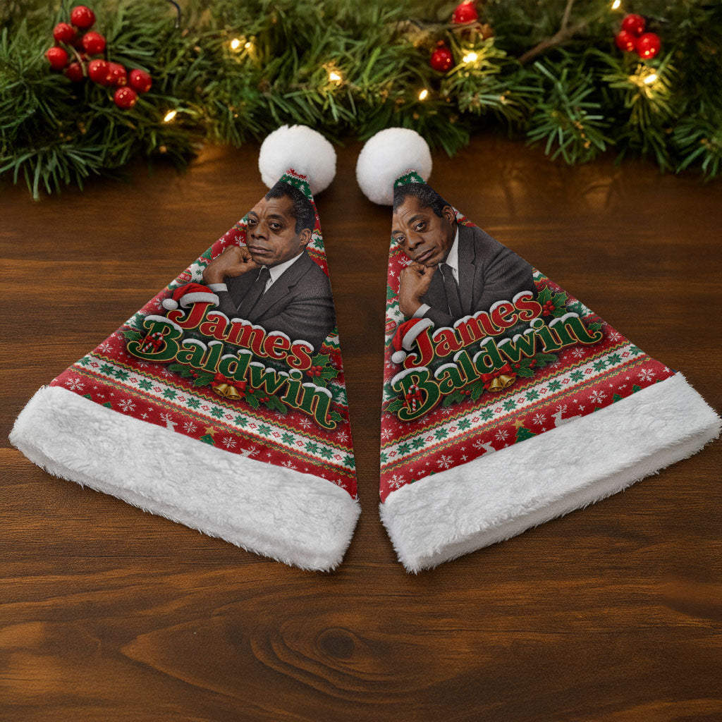 James Baldwin Christmas Santa Hat African American Author Ugly Christmas Pattern Retro