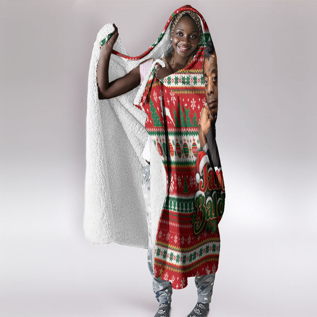 James Baldwin Christmas Hooded Blanket African American Author Ugly Christmas Pattern Retro
