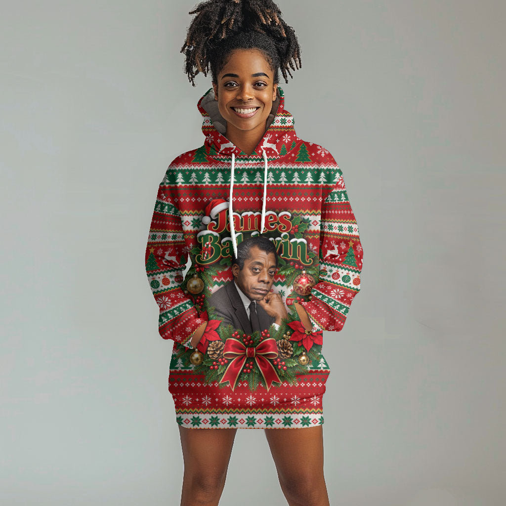 James Baldwin Christmas Hoodie Dress African American Author Ugly Christmas Pattern Retro