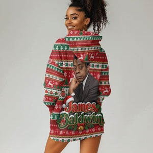 James Baldwin Christmas Hoodie Dress African American Author Ugly Christmas Pattern Retro