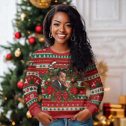 James Baldwin Christmas Ugly Christmas Sweater African American Author Ugly Christmas Pattern Retro