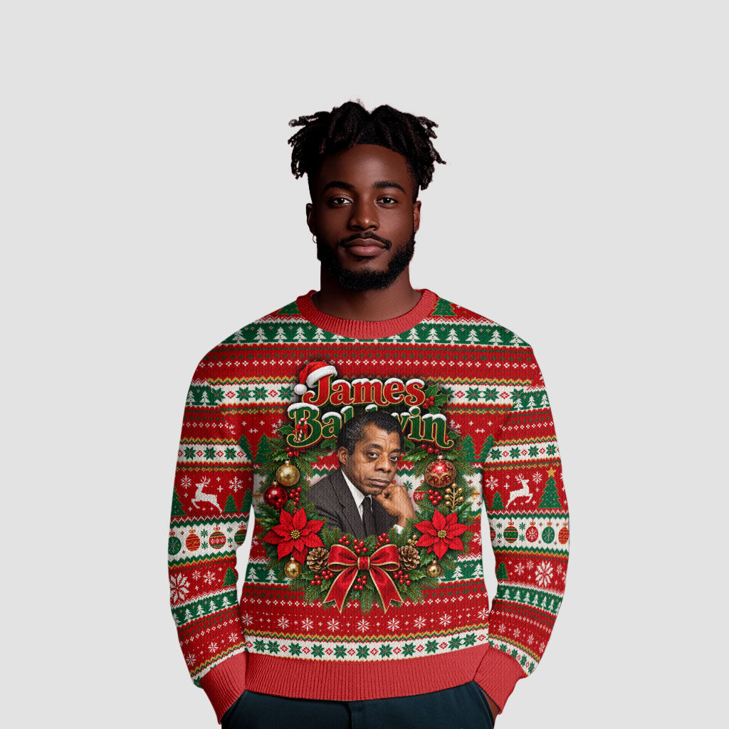 James Baldwin Christmas Ugly Christmas Sweater African American Author Ugly Christmas Pattern Retro