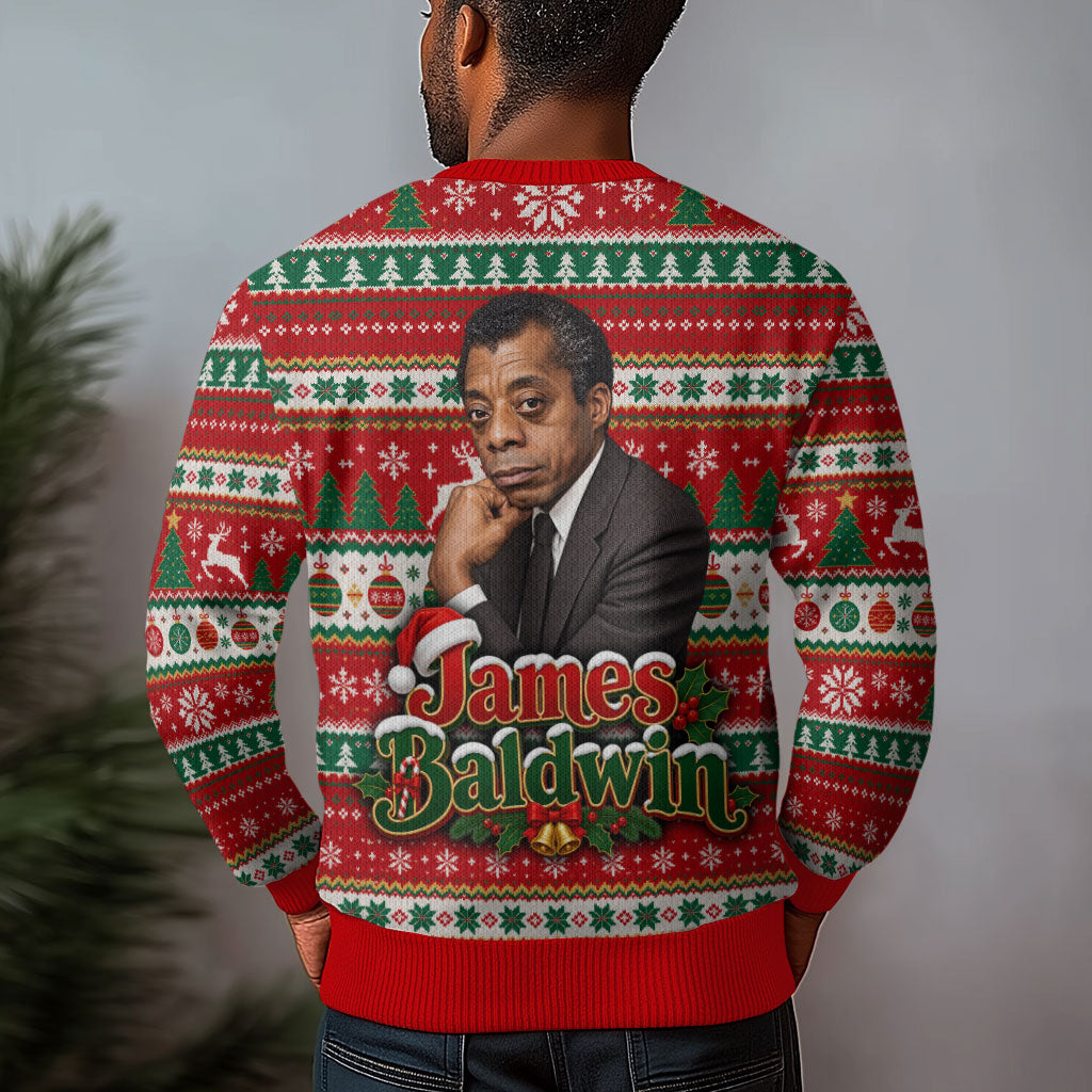 James Baldwin Christmas Ugly Christmas Sweater African American Author Ugly Christmas Pattern Retro