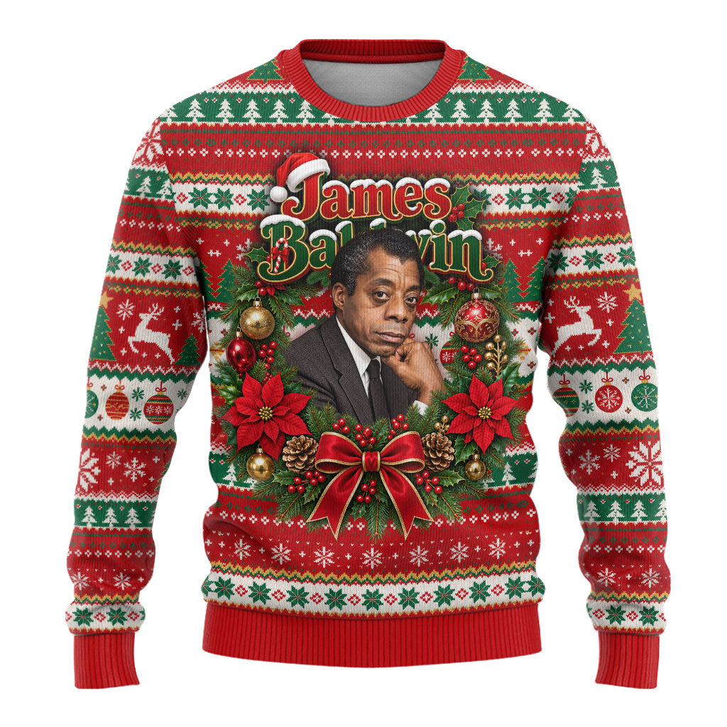 James Baldwin Christmas Ugly Christmas Sweater African American Author Ugly Christmas Pattern Retro