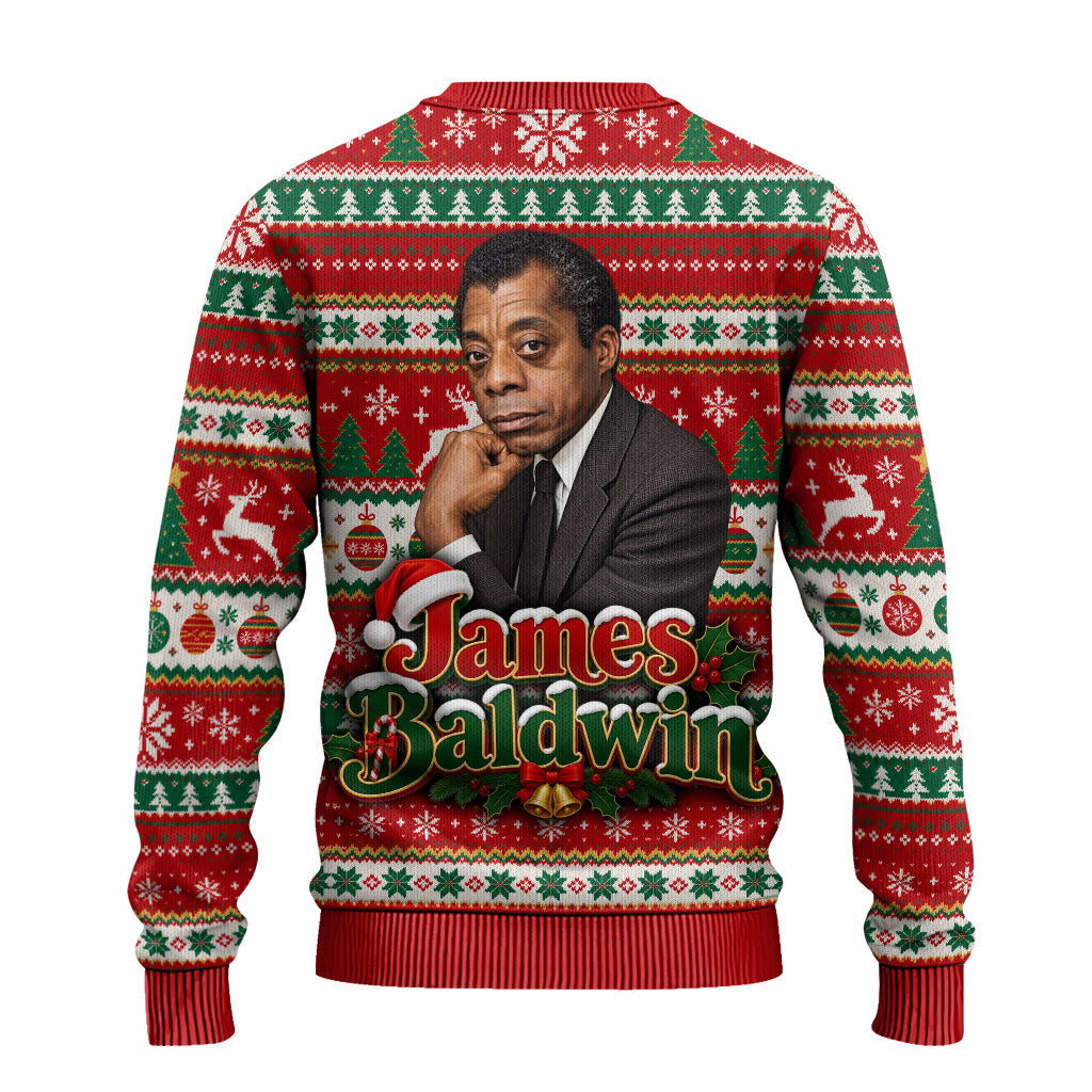 James Baldwin Christmas Ugly Christmas Sweater African American Author Ugly Christmas Pattern Retro