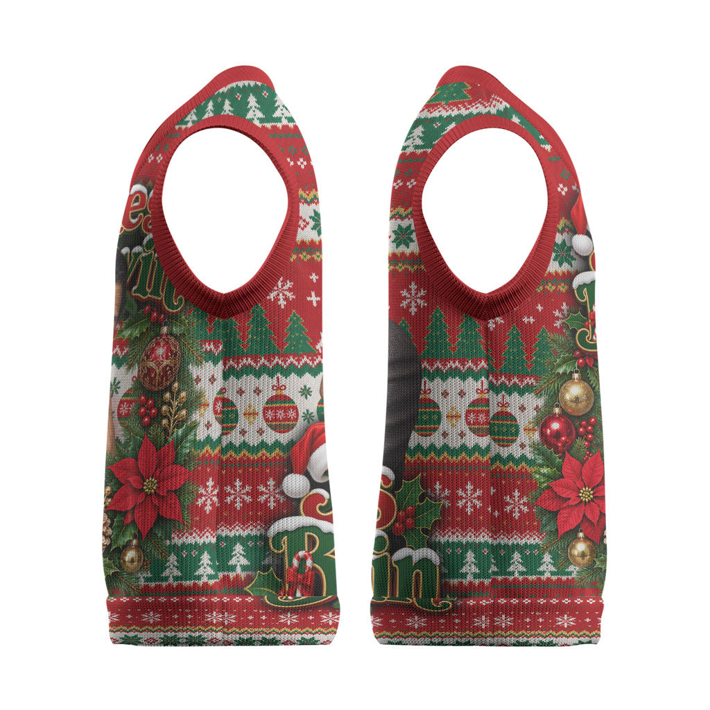 James Baldwin Christmas Knitted V-Neck Vest African American Author Ugly Christmas Pattern Retro