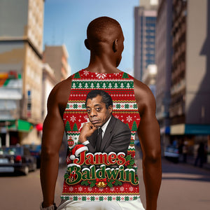 James Baldwin Christmas Men Tank Top African American Author Ugly Christmas Pattern Retro