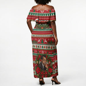 James Baldwin Christmas Off Shoulder Maxi Dress African American Author Ugly Christmas Pattern Retro
