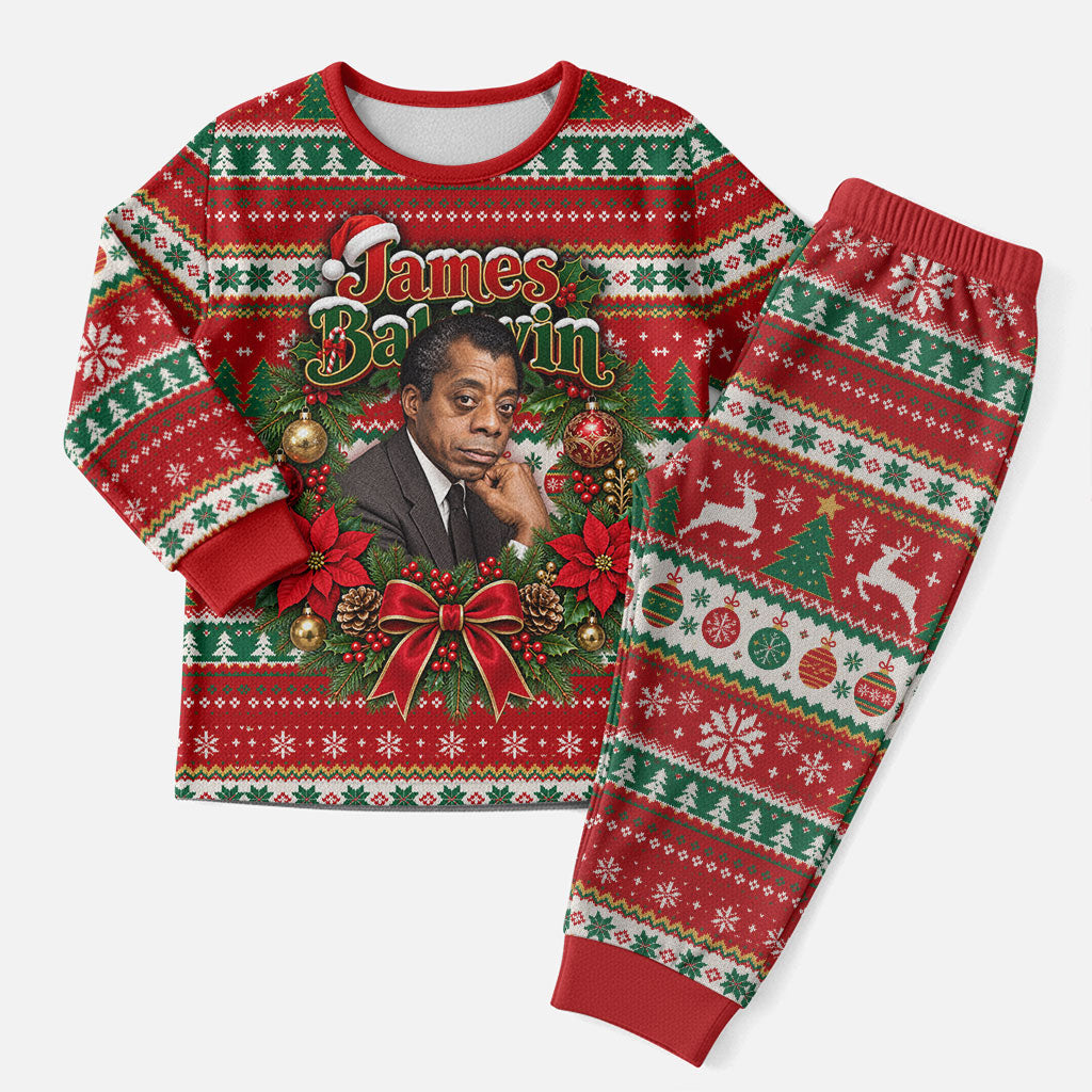 James Baldwin Christmas Pajama Set African American Author Ugly Christmas Pattern Retro