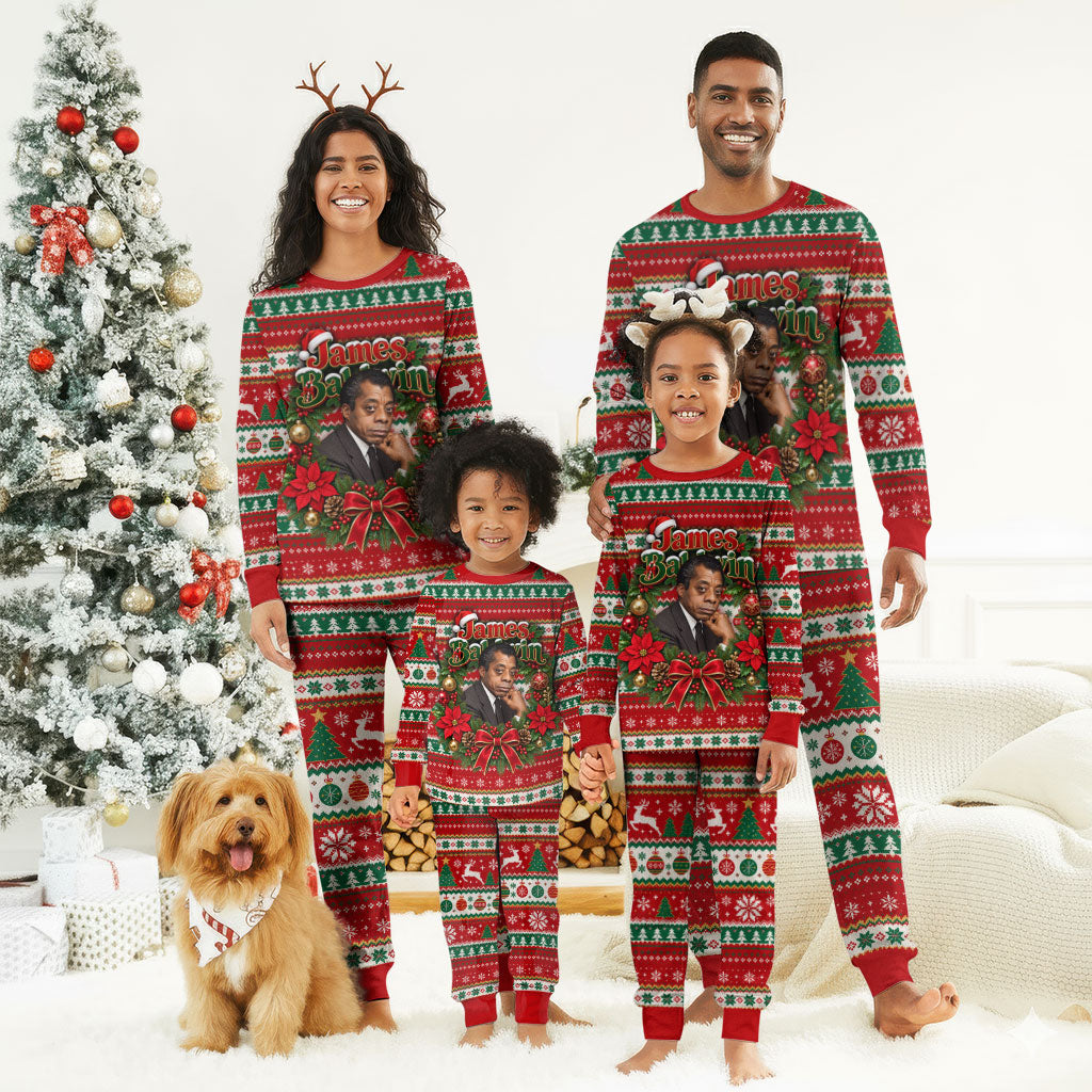 James Baldwin Christmas Pajama Set African American Author Ugly Christmas Pattern Retro