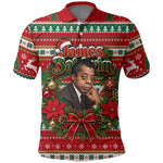 James Baldwin Christmas Polo Shirt African American Author Ugly Christmas Pattern Retro
