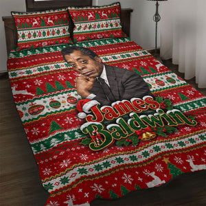 James Baldwin Christmas Quilt Bed Set African American Author Ugly Christmas Pattern Retro