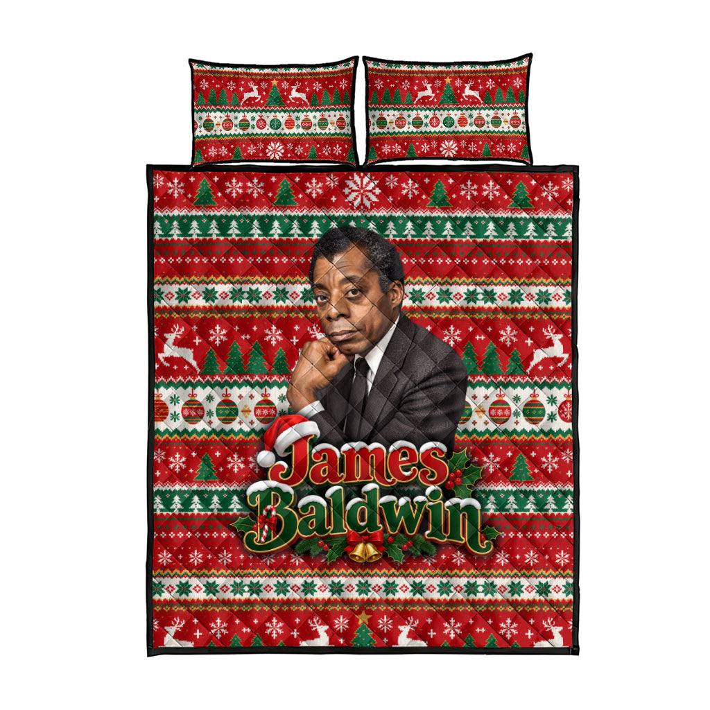 James Baldwin Christmas Quilt Bed Set African American Author Ugly Christmas Pattern Retro
