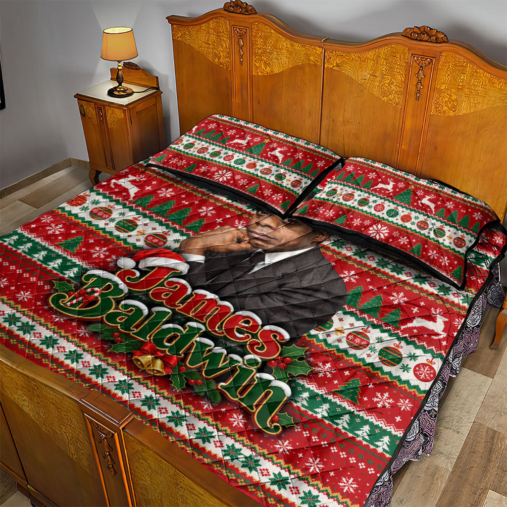 James Baldwin Christmas Quilt Bed Set African American Author Ugly Christmas Pattern Retro