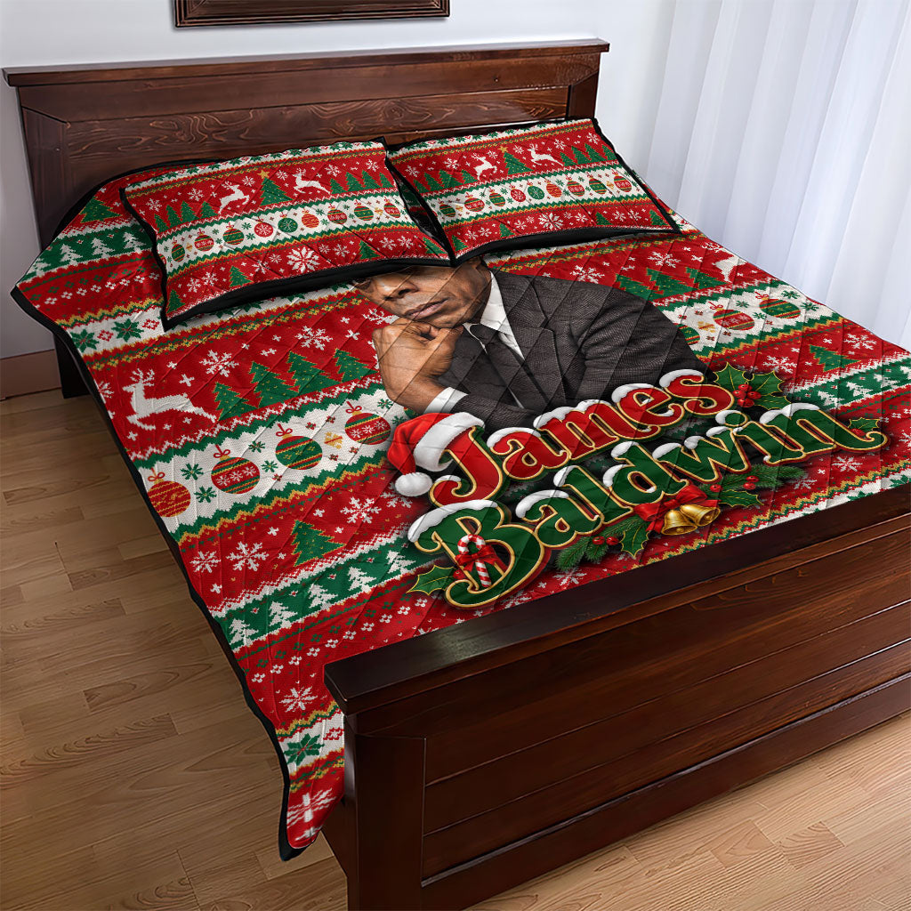 James Baldwin Christmas Quilt Bed Set African American Author Ugly Christmas Pattern Retro
