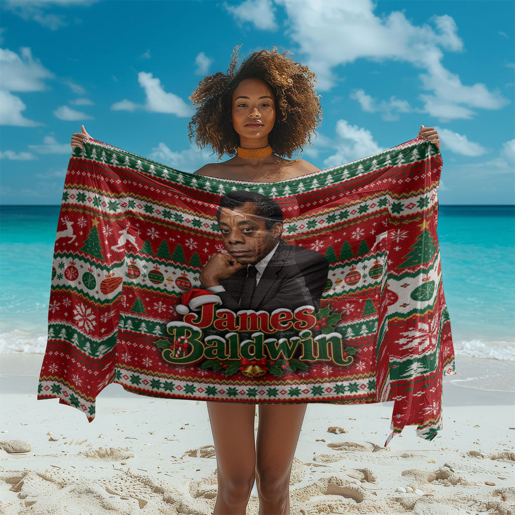 James Baldwin Christmas Sarong African American Author Ugly Christmas Pattern Retro