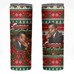 James Baldwin Christmas Skinny Tumbler African American Author Ugly Christmas Pattern Retro
