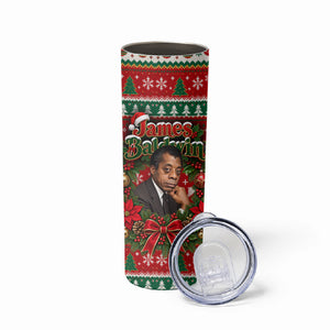 James Baldwin Christmas Skinny Tumbler African American Author Ugly Christmas Pattern Retro