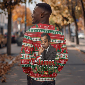 James Baldwin Christmas Sweatshirt African American Author Ugly Christmas Pattern Retro