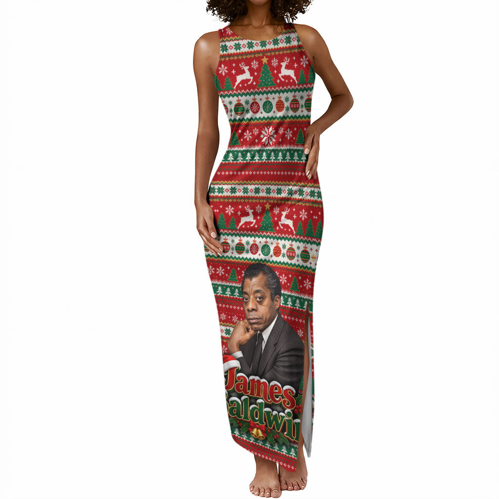 James Baldwin Christmas Tank Maxi Dress African American Author Ugly Christmas Pattern Retro