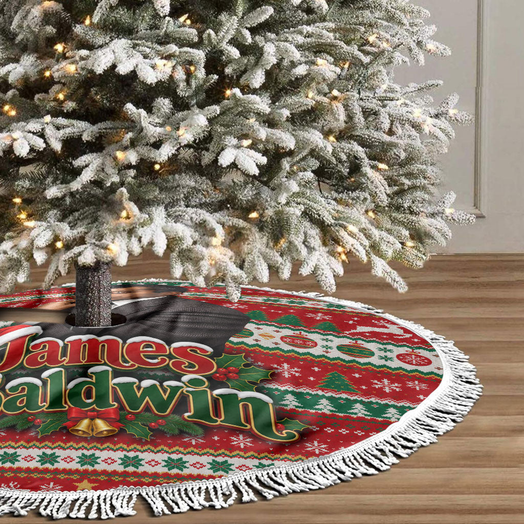 James Baldwin Christmas Tree Skirt African American Author Ugly Christmas Pattern Retro