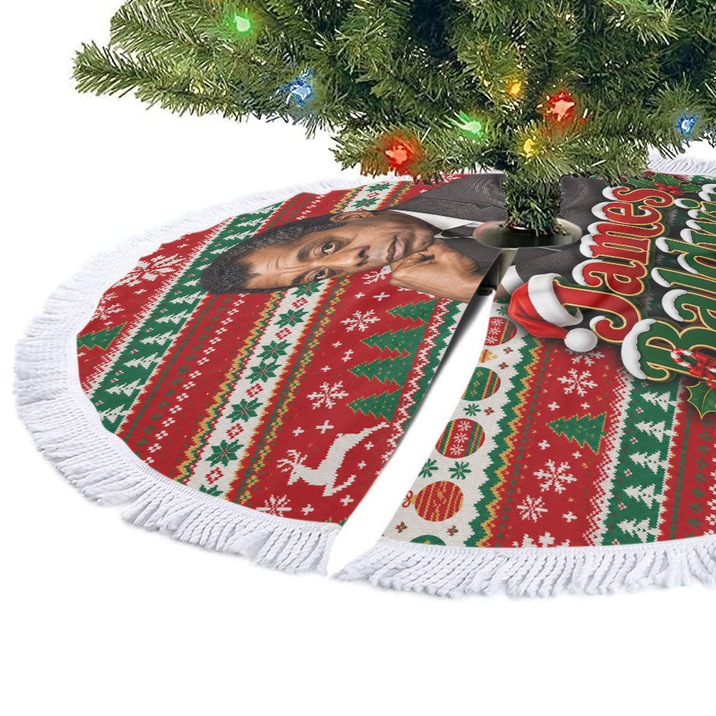 James Baldwin Christmas Tree Skirt African American Author Ugly Christmas Pattern Retro