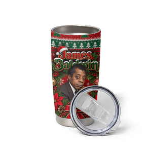 James Baldwin Christmas Tumbler Cup African American Author Ugly Christmas Pattern Retro