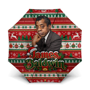 James Baldwin Christmas Umbrella African American Author Ugly Christmas Pattern Retro